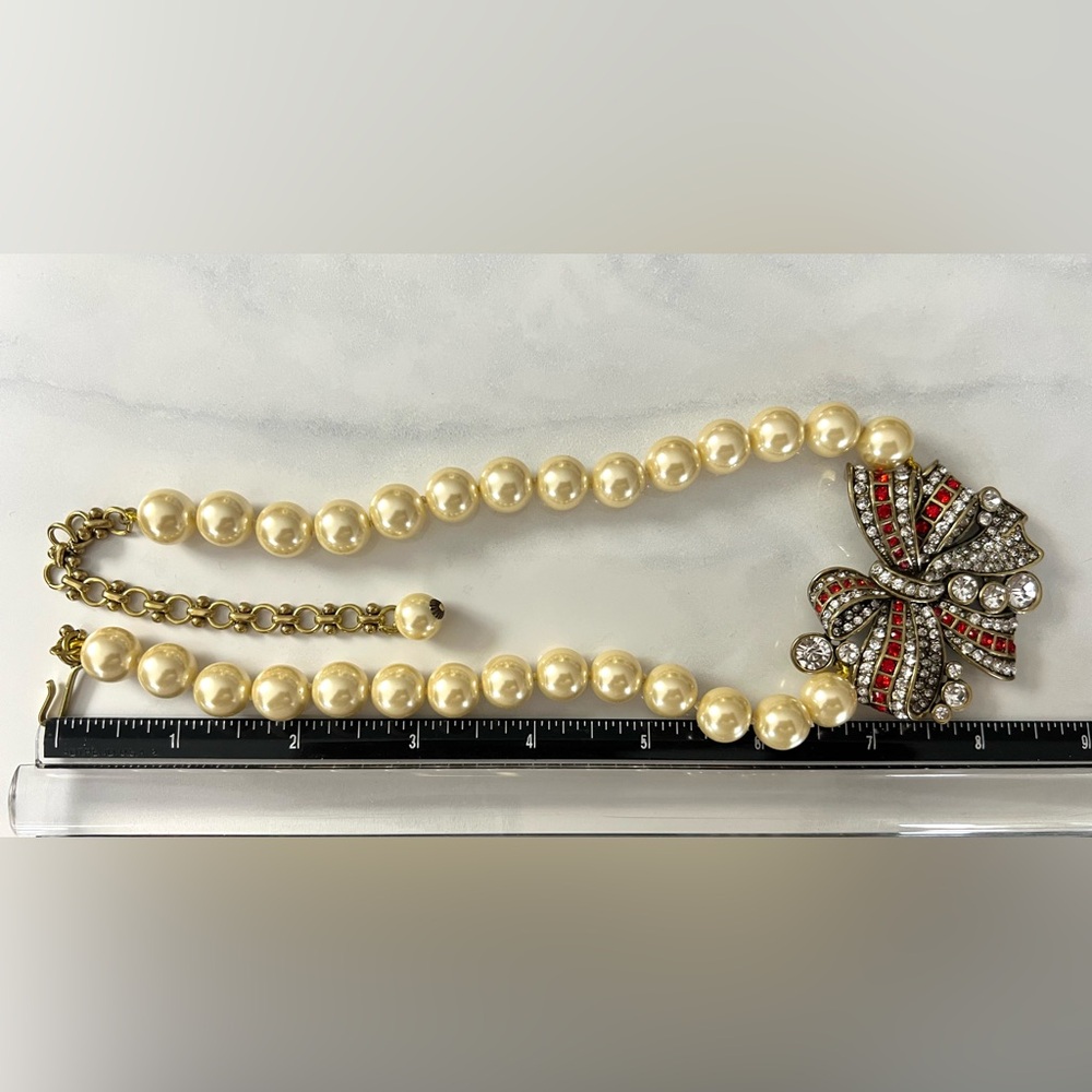 Heidi Daus 🆕 “Ravishing Ribbon” necklace, cream faux pearls, Swarovski crystals - Picture 8 of 9